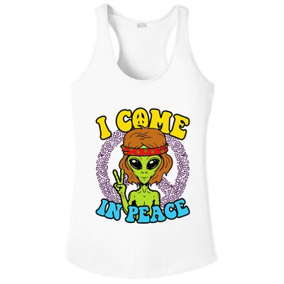 Hippie Alien I Come In Peace Sign Ladies PosiCharge Competitor Racerback Tank