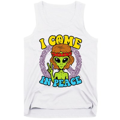 Hippie Alien I Come In Peace Sign Tank Top