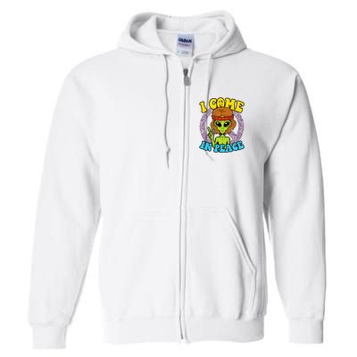 Hippie Alien I Come In Peace Sign Full Zip Hoodie