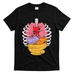 Human Anatomy Inspired Cat Organs Related Rib Cage T-Shirt