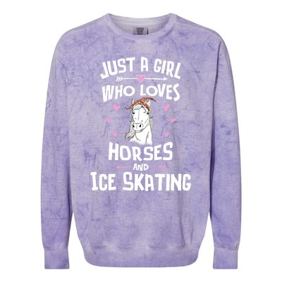 Horses And Ice Skating Funny Gift Cool Gift Colorblast Crewneck Sweatshirt