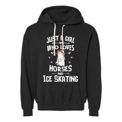 Horses And Ice Skating Funny Gift Cool Gift Garment-Dyed Fleece Hoodie