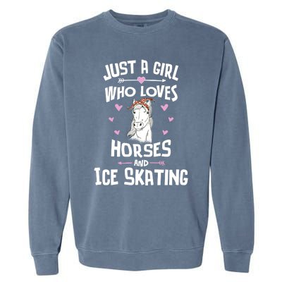 Horses And Ice Skating Funny Gift Cool Gift Garment-Dyed Sweatshirt