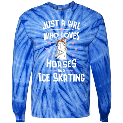 Horses And Ice Skating Funny Gift Cool Gift Tie-Dye Long Sleeve Shirt