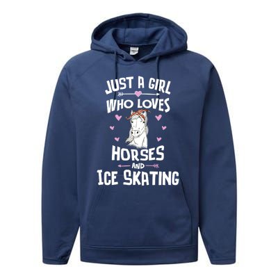 Horses And Ice Skating Funny Gift Cool Gift Performance Fleece Hoodie