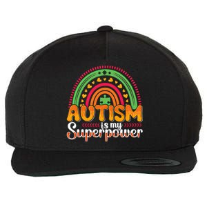 Heart Autism Is My Superpower Autism Awareness Meaningful Gift Wool Snapback Cap