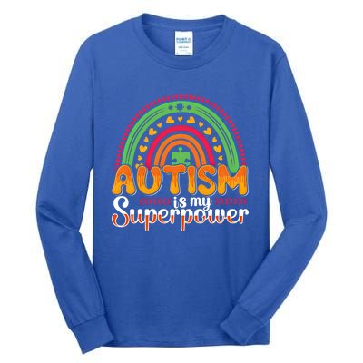 Heart Autism Is My Superpower Autism Awareness Meaningful Gift Tall Long Sleeve T-Shirt