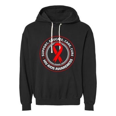 HIV AIDS Immune Deficiency Disease Red Ribbon Patient Garment-Dyed Fleece Hoodie