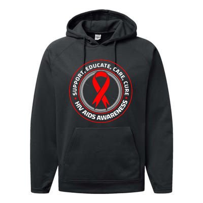 HIV AIDS Immune Deficiency Disease Red Ribbon Patient Performance Fleece Hoodie