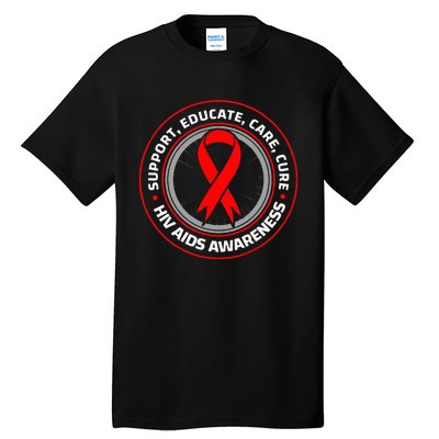 HIV AIDS Immune Deficiency Disease Red Ribbon Patient Tall T-Shirt