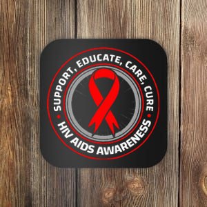 HIV AIDS Immune Deficiency Disease Red Ribbon Patient Coaster