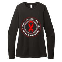 HIV AIDS Immune Deficiency Disease Red Ribbon Patient Womens CVC Long Sleeve Shirt