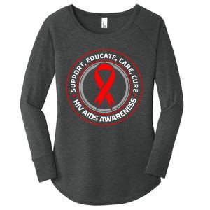 HIV AIDS Immune Deficiency Disease Red Ribbon Patient Women's Perfect Tri Tunic Long Sleeve Shirt