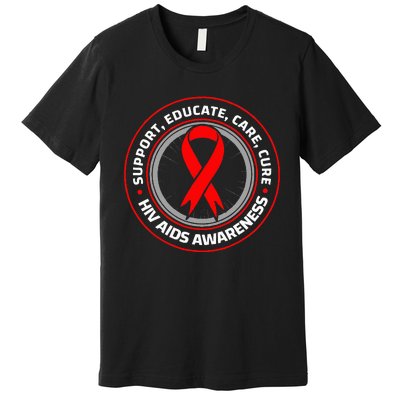 HIV AIDS Immune Deficiency Disease Red Ribbon Patient Premium T-Shirt