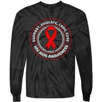 HIV AIDS Immune Deficiency Disease Red Ribbon Patient Tie-Dye Long Sleeve Shirt