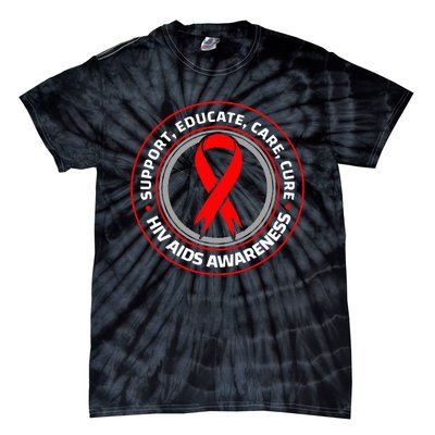 HIV AIDS Immune Deficiency Disease Red Ribbon Patient Tie-Dye T-Shirt