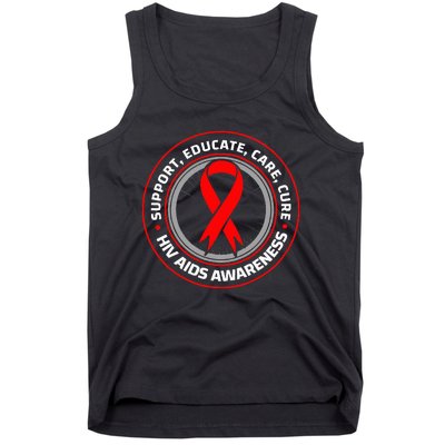 HIV AIDS Immune Deficiency Disease Red Ribbon Patient Tank Top