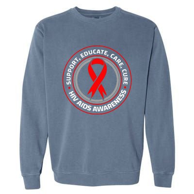 HIV AIDS Immune Deficiency Disease Red Ribbon Patient Garment-Dyed Sweatshirt