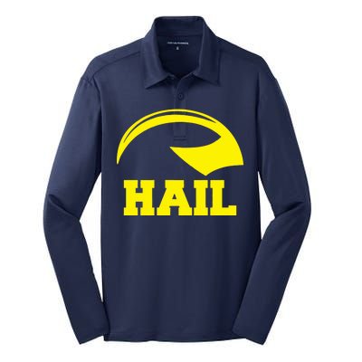 Hail Michigan Helmet Football Victors Silk Touch Performance Long Sleeve Polo