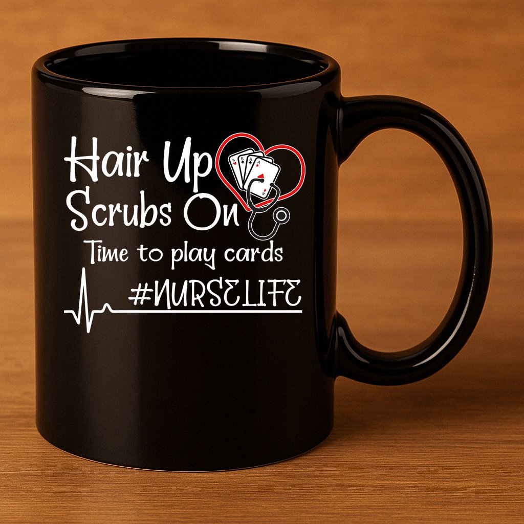 Hair Up Scrubs On Time to Play Cards 11oz C Handle Ceramic Mug