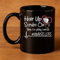 Hair Up Scrubs On Time to Play Cards 11oz C Handle Ceramic Mug