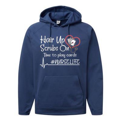 Hair Up Scrubs On Time to Play Cards Performance Fleece Hoodie