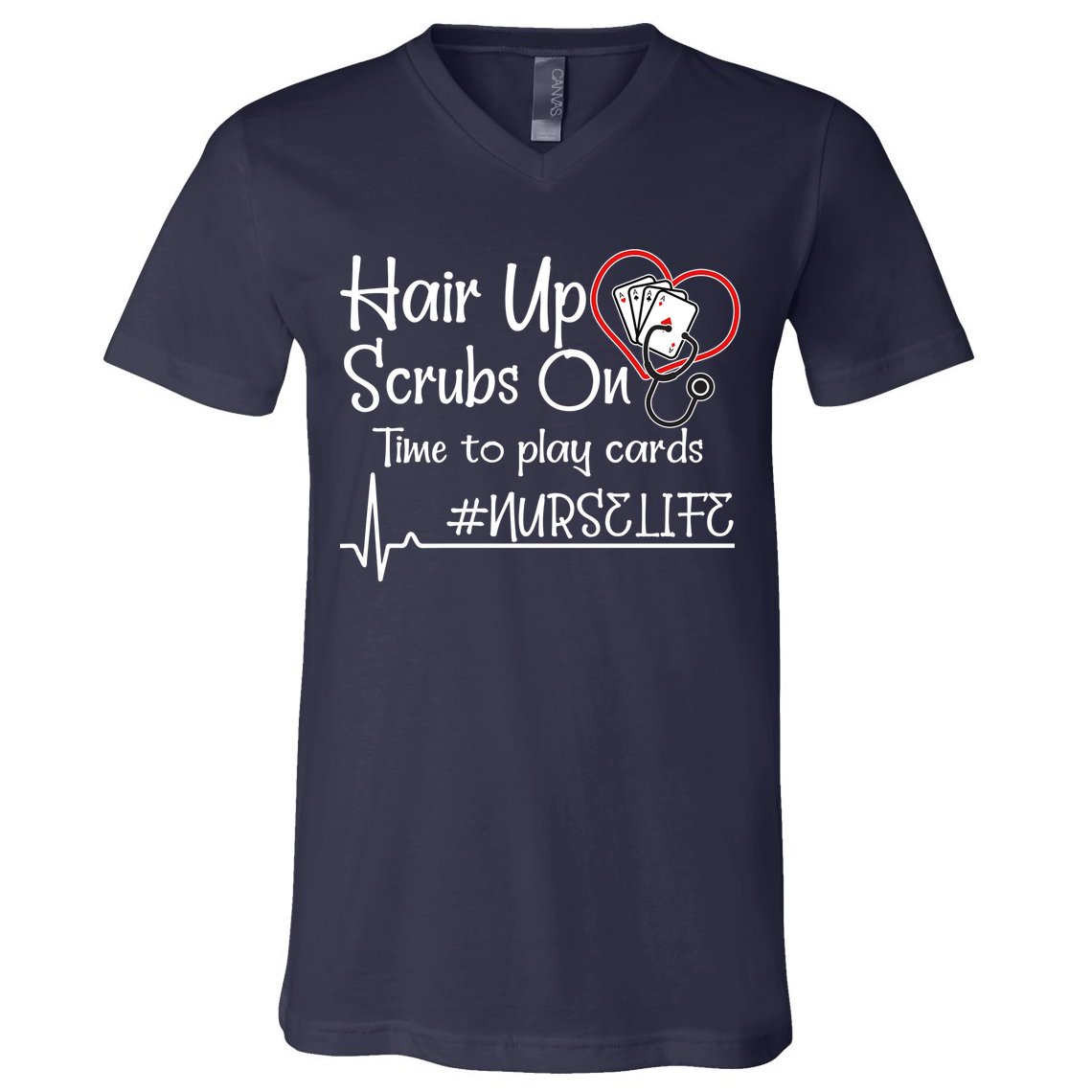 Hair Up Scrubs On Time to Play Cards V-Neck T-Shirt