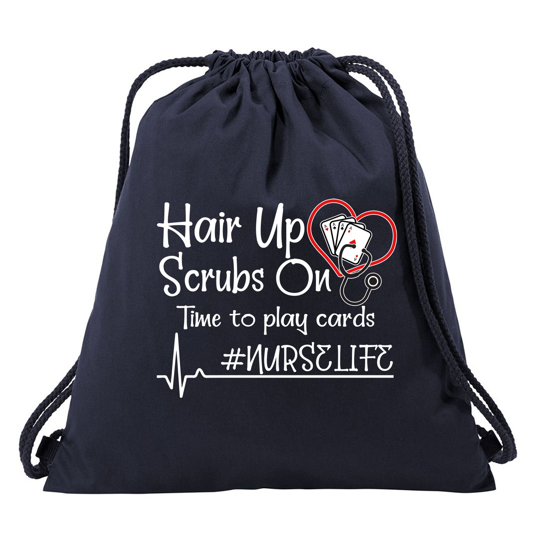 Hair Up Scrubs On Time to Play Cards Drawstring Bag