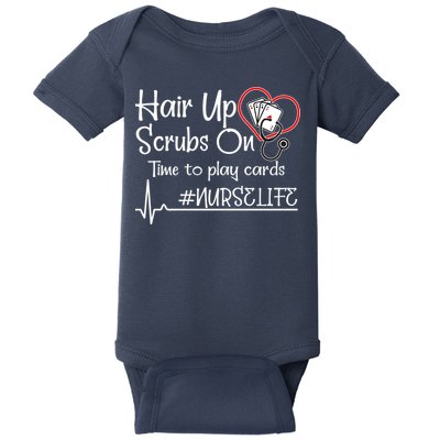 Hair Up Scrubs On Time to Play Cards Baby Bodysuit