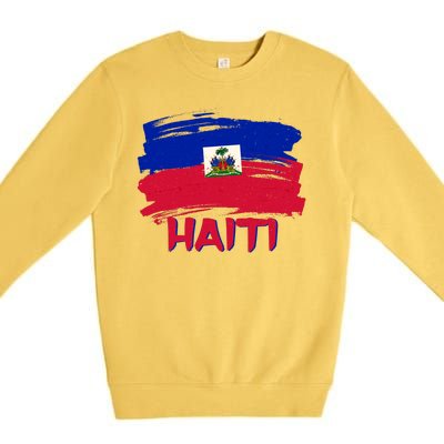 Haiti Distressed Painted Flag Premium Crewneck Sweatshirt