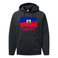 Haiti Distressed Painted Flag Performance Fleece Hoodie