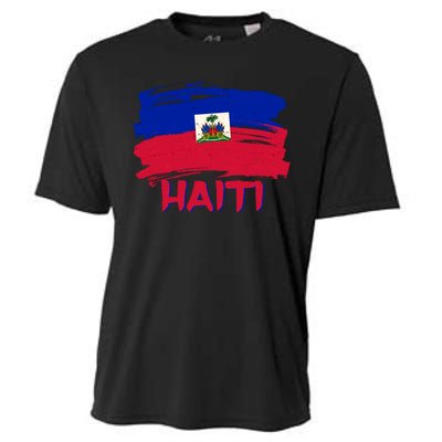 Haiti Distressed Painted Flag Cooling Performance Crew T-Shirt