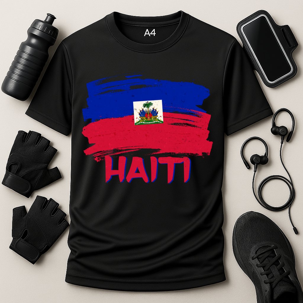 Haiti Distressed Painted Flag Performance Shirt