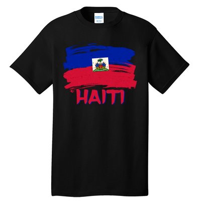 Haiti Distressed Painted Flag Tall T-Shirt