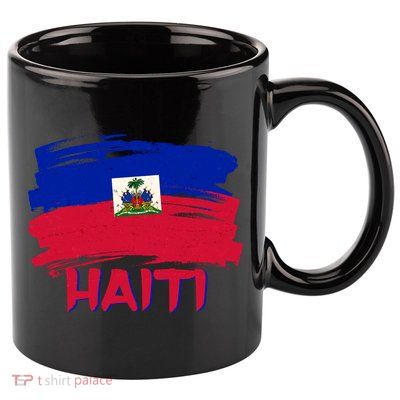 Haiti Distressed Painted Flag 11oz C Handle Ceramic Mug