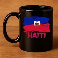 Haiti Distressed Painted Flag 11oz C Handle Ceramic Mug