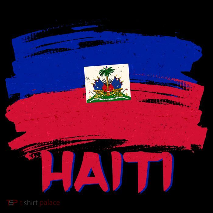 Haiti Distressed Painted Flag Flat Bill Trucker Hat