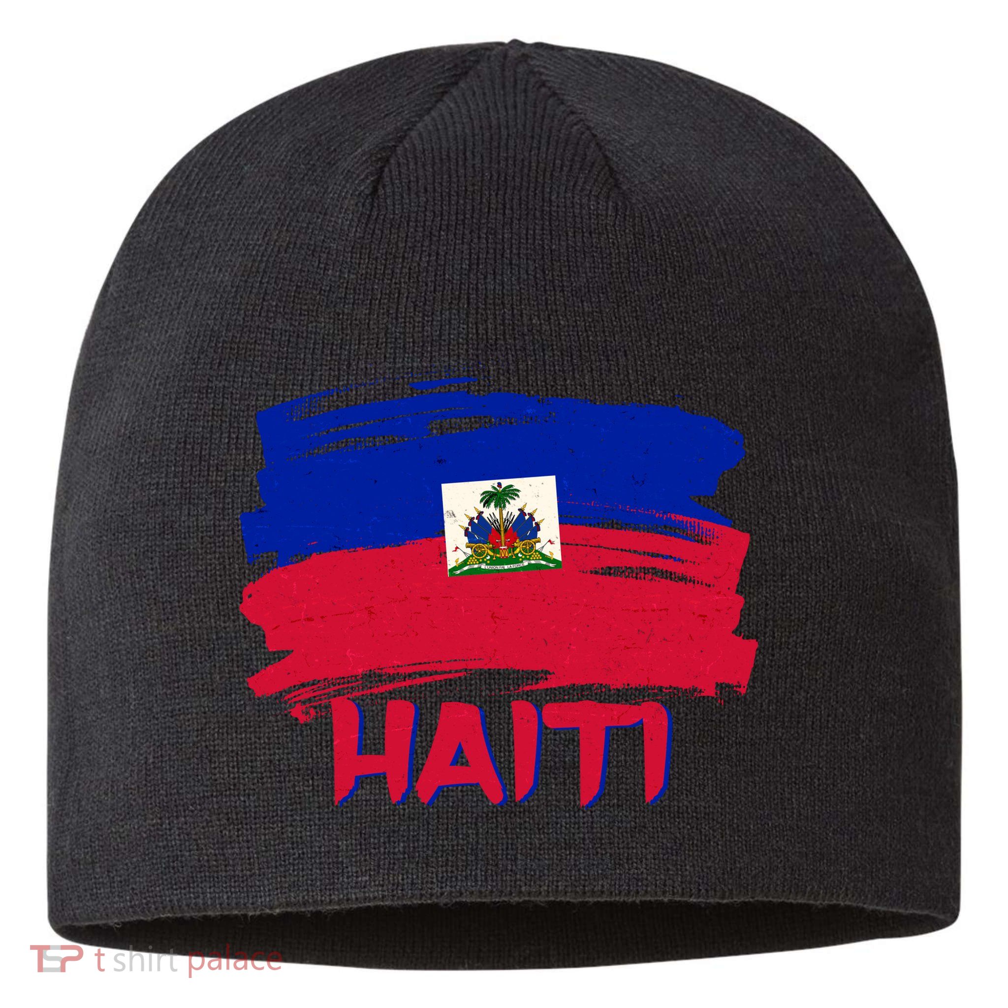 Haiti Distressed Painted Flag Sustainable Beanie