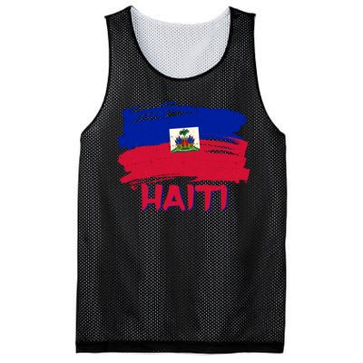 Haiti Distressed Painted Flag Mesh Reversible Basketball Jersey Tank