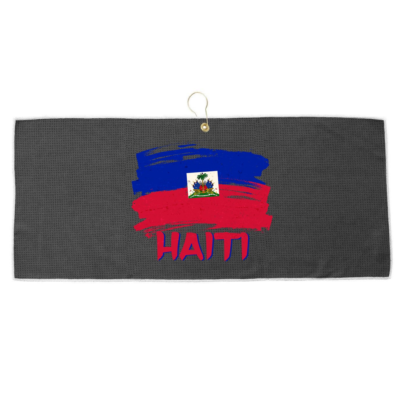 Haiti Distressed Painted Flag Large Microfiber Waffle Golf Towel