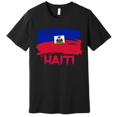 Haiti Distressed Painted Flag Premium T-Shirt