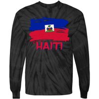 Haiti Distressed Painted Flag Tie-Dye Long Sleeve Shirt