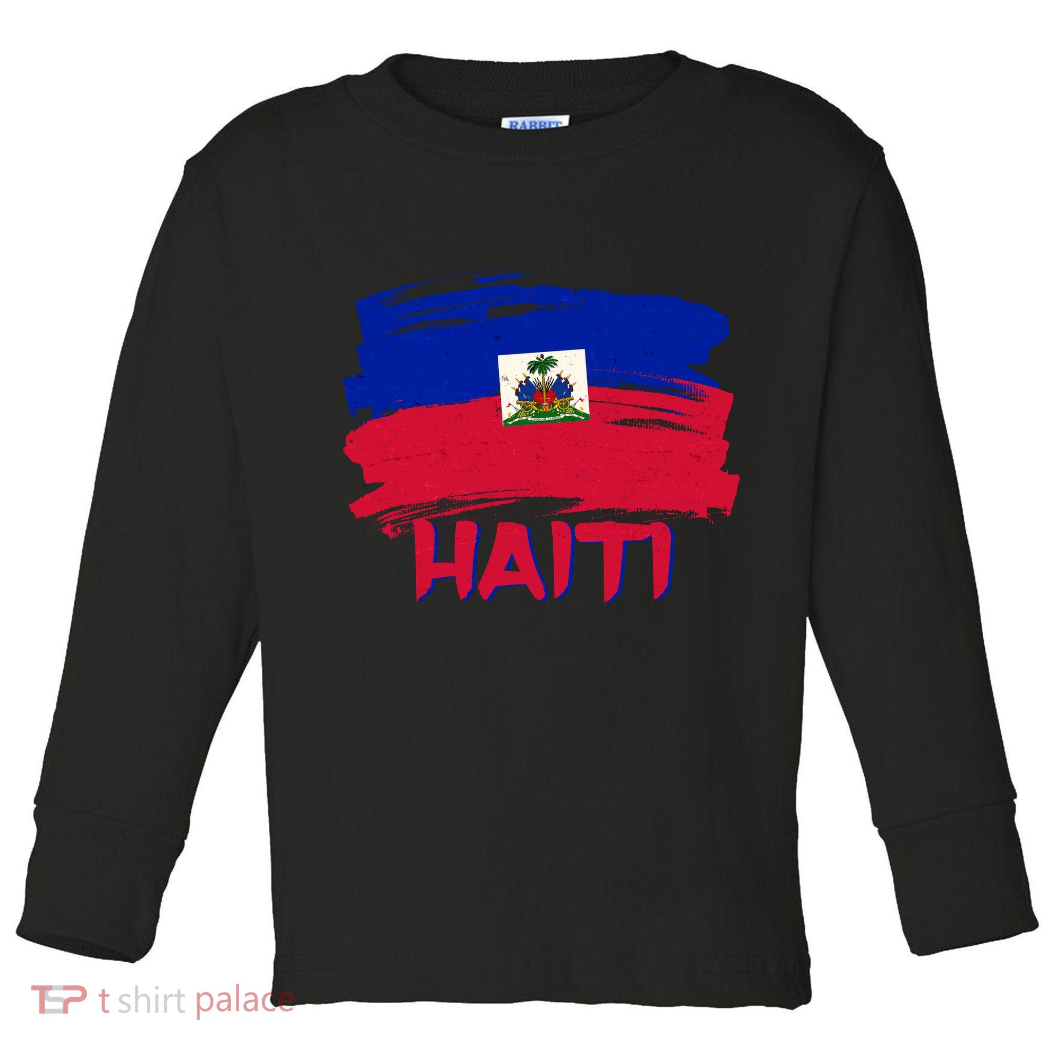 Haiti Distressed Painted Flag Toddler Long Sleeve Shirt