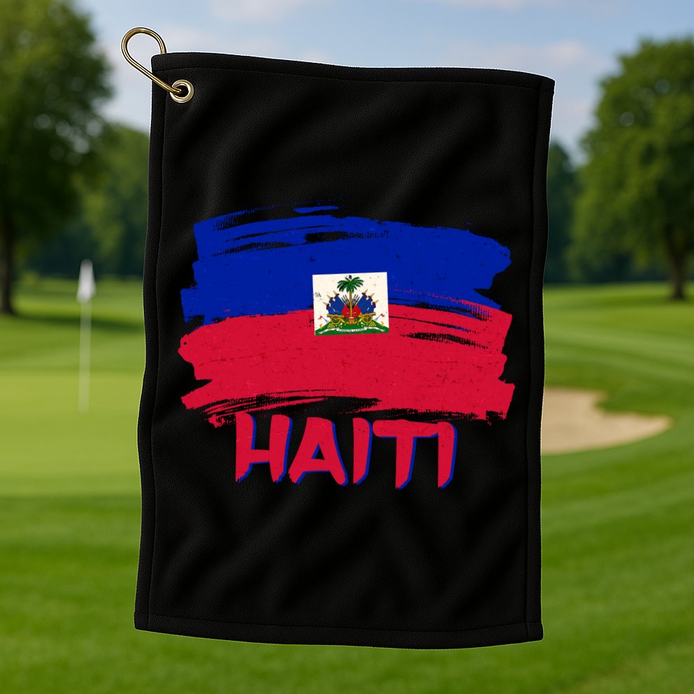 Haiti Distressed Painted Flag Golf Towel