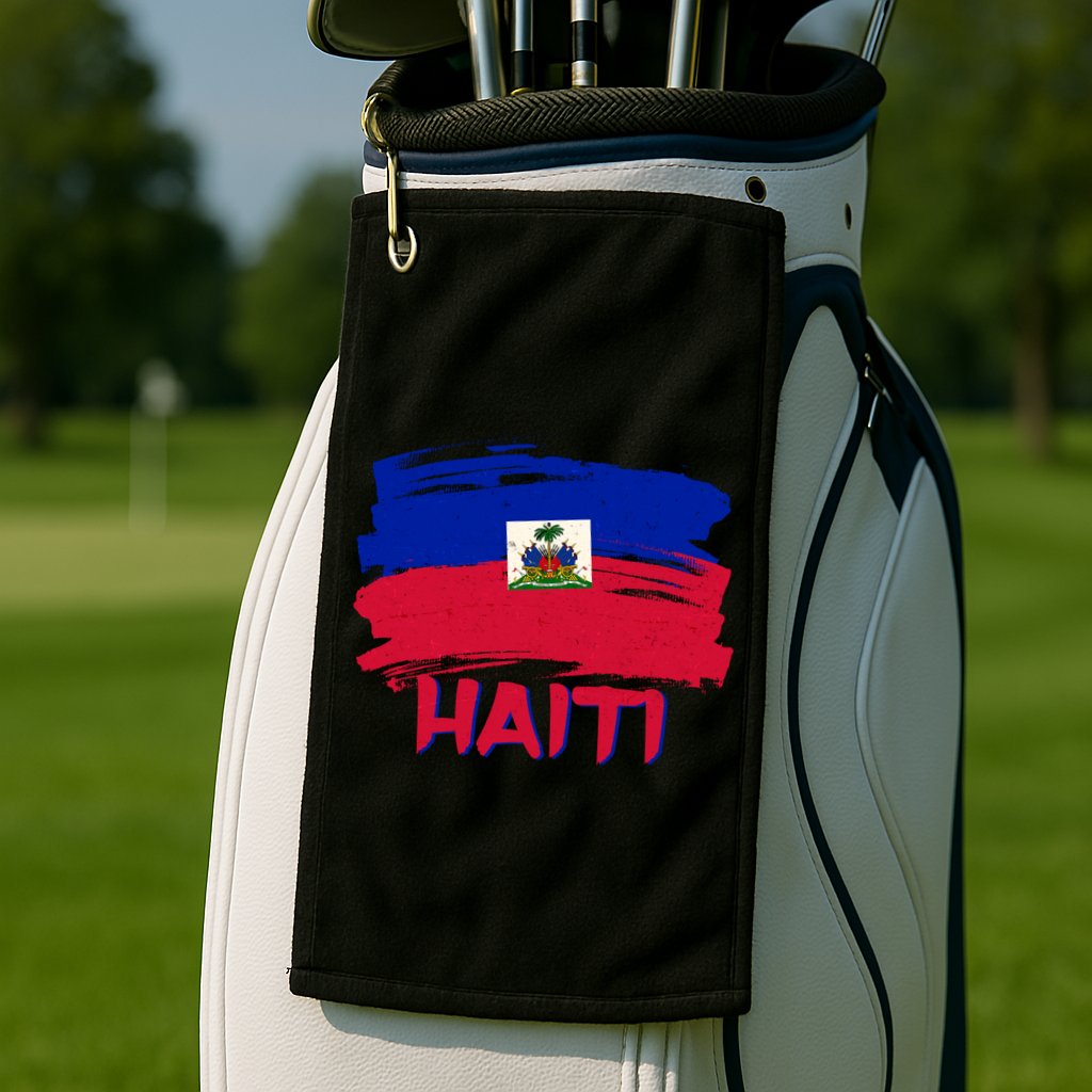 Haiti Distressed Painted Flag Golf Towel