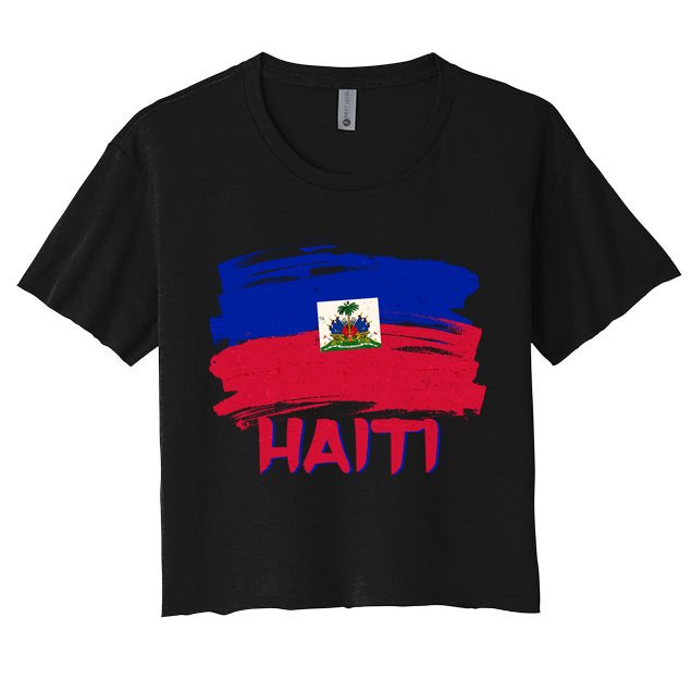 Haiti Distressed Painted Flag Crop Top