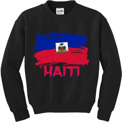 Haiti Distressed Painted Flag Kids Sweatshirt