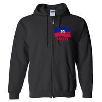 Haiti Distressed Painted Flag Full Zip Hoodie