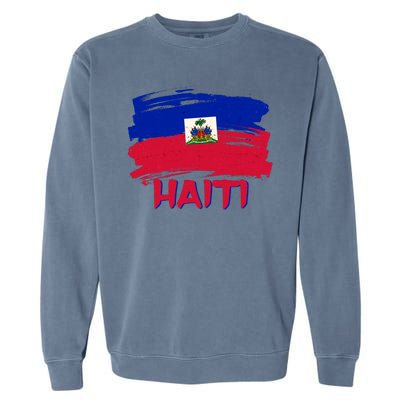 Haiti Distressed Painted Flag Garment-Dyed Sweatshirt