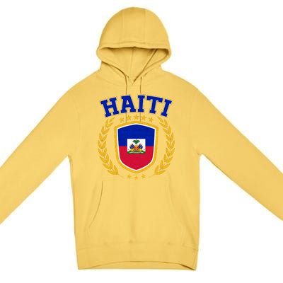 Haiti Flag Crest Shield Logo Premium Pullover Hoodie